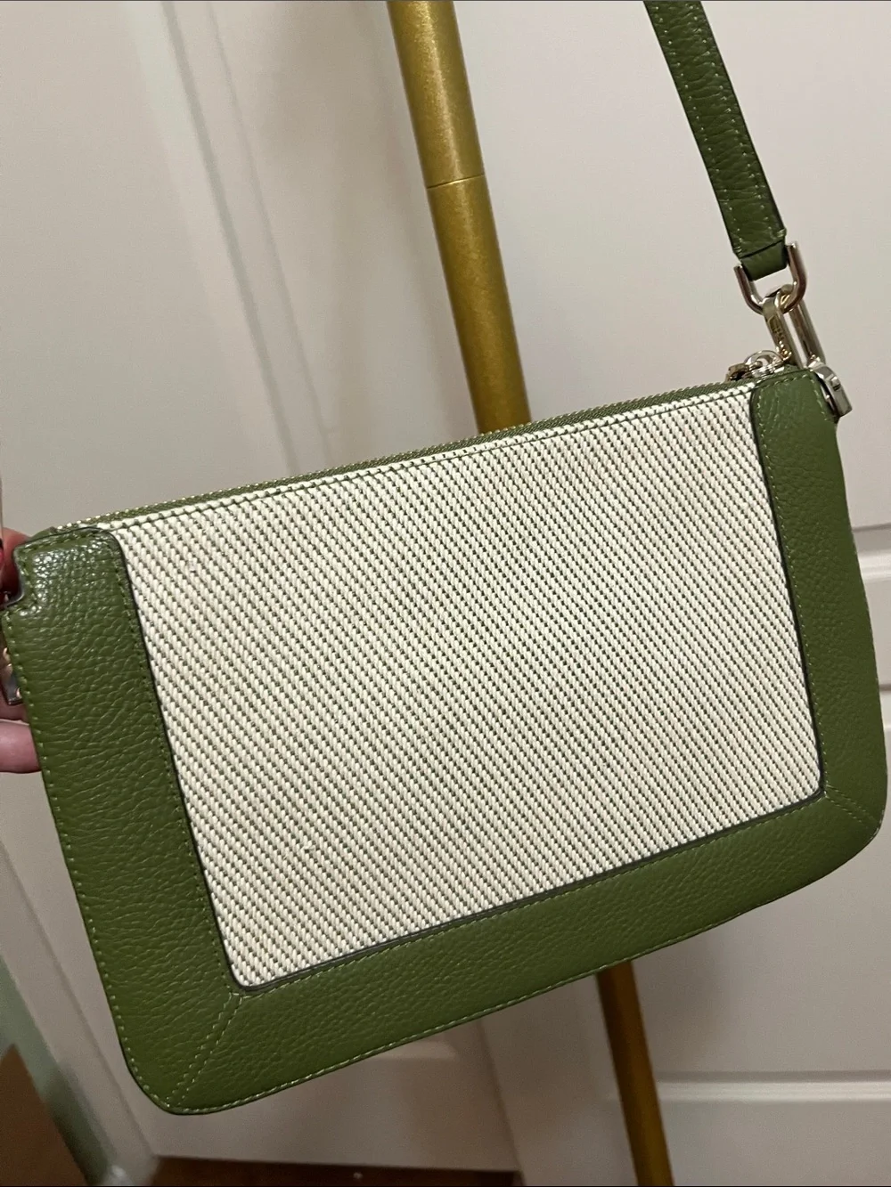 NEW kate spade Olive Green and Cream Leather Crossbody